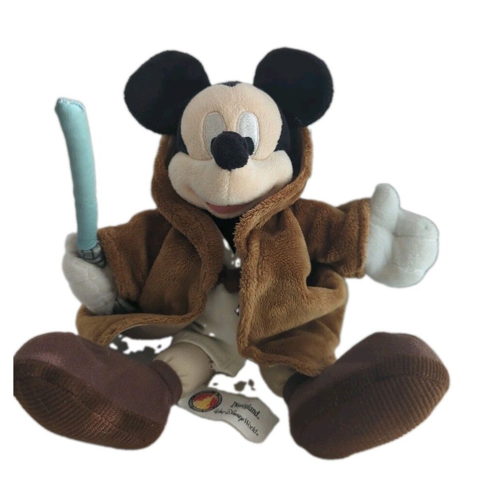 Disney Parks 2014 Star Wars Jedi Knight Mickey Mouse W/Light Saber 11" Plush NWT